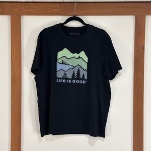 Life Is Good Mountain Bike Graphic Tee Mens XL Black Short Sleeve | Gorpcore